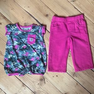 Carhartt Camo Romper and Pink Pants Set